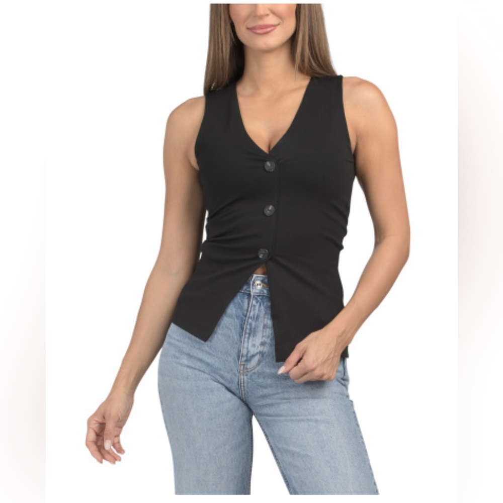 Kali Fashions V neck ponte long line vest